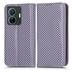 Funda de Cuero Cartera con Soporte Carcasa C03X para Vivo T1 5G Morado