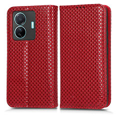 Funda de Cuero Cartera con Soporte Carcasa C03X para Vivo T1 5G Rojo