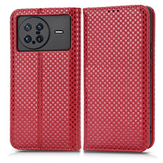 Funda de Cuero Cartera con Soporte Carcasa C03X para Vivo X Note Rojo