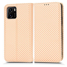 Funda de Cuero Cartera con Soporte Carcasa C03X para Vivo Y15A Oro