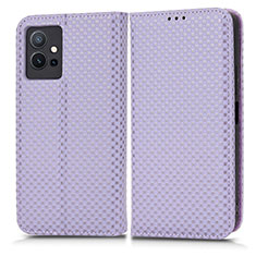 Funda de Cuero Cartera con Soporte Carcasa C03X para Vivo Y30 5G Morado