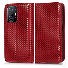 Funda de Cuero Cartera con Soporte Carcasa C03X para Xiaomi Mi 11T 5G Rojo