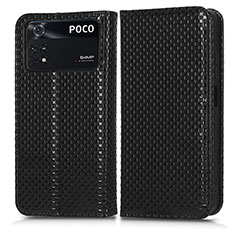 Funda de Cuero Cartera con Soporte Carcasa C03X para Xiaomi Poco M4 Pro 4G Negro