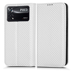 Funda de Cuero Cartera con Soporte Carcasa C03X para Xiaomi Poco X4 Pro 5G Blanco