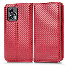 Funda de Cuero Cartera con Soporte Carcasa C03X para Xiaomi Redmi K50i 5G Rojo