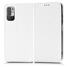 Funda de Cuero Cartera con Soporte Carcasa C03X para Xiaomi Redmi Note 10 5G Blanco