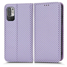 Funda de Cuero Cartera con Soporte Carcasa C03X para Xiaomi Redmi Note 10 5G Morado