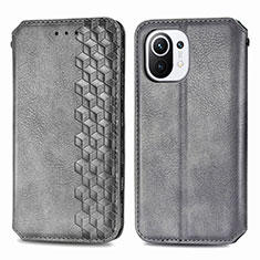 Funda de Cuero Cartera con Soporte Carcasa C04 para Xiaomi Mi 11 5G Gris