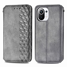 Funda de Cuero Cartera con Soporte Carcasa C04 para Xiaomi Mi 11 Lite 4G Gris