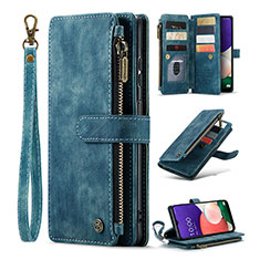 Funda de Cuero Cartera con Soporte Carcasa C04S para Samsung Galaxy F42 5G Azul