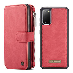 Funda de Cuero Cartera con Soporte Carcasa C04S para Samsung Galaxy S20 5G Rojo