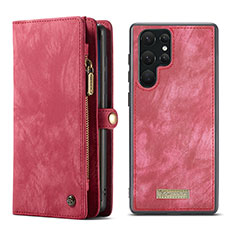 Funda de Cuero Cartera con Soporte Carcasa C04S para Samsung Galaxy S23 Ultra 5G Rojo