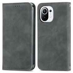 Funda de Cuero Cartera con Soporte Carcasa C05 para Xiaomi Mi 11 Lite 4G Gris