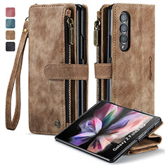 Funda de Cuero Cartera con Soporte Carcasa C05S para Samsung Galaxy Z Fold3 5G Marron