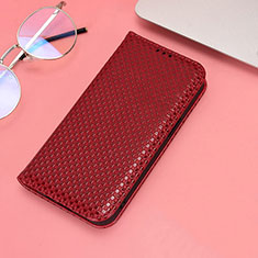 Funda de Cuero Cartera con Soporte Carcasa C06X para Huawei Honor X8 4G Rojo