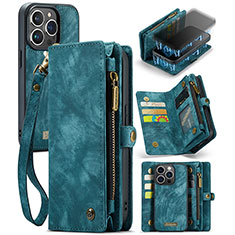 Funda de Cuero Cartera con Soporte Carcasa C07S para Apple iPhone 14 Pro Azul