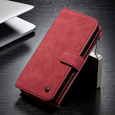 Funda de Cuero Cartera con Soporte Carcasa C12S para Samsung Galaxy S21 Ultra 5G Rojo