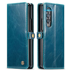 Funda de Cuero Cartera con Soporte Carcasa CS2 para Samsung Galaxy Z Fold3 5G Azul