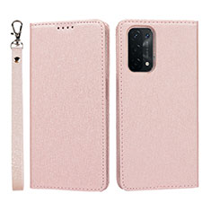 Funda de Cuero Cartera con Soporte Carcasa D01T para Oppo A54 5G Rosa