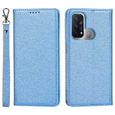 Funda de Cuero Cartera con Soporte Carcasa D01T para Oppo Reno5 A Azul