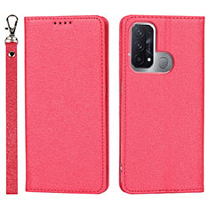 Funda de Cuero Cartera con Soporte Carcasa D01T para Oppo Reno5 A Rojo