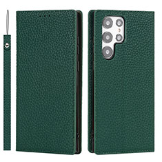 Funda de Cuero Cartera con Soporte Carcasa D01T para Samsung Galaxy S21 Ultra 5G Verde