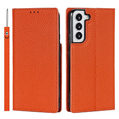 Funda de Cuero Cartera con Soporte Carcasa D01T para Samsung Galaxy S22 Plus 5G Naranja