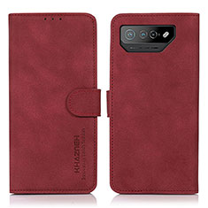 Funda de Cuero Cartera con Soporte Carcasa D01Y para Asus ROG Phone 7 Pro Rojo