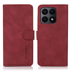 Funda de Cuero Cartera con Soporte Carcasa D01Y para Huawei Honor X8a 4G Rojo