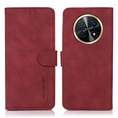 Funda de Cuero Cartera con Soporte Carcasa D01Y para Huawei Nova Y91 Rojo