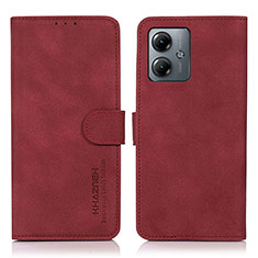 Funda de Cuero Cartera con Soporte Carcasa D01Y para Motorola Moto G14 Rojo