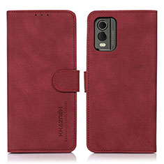 Funda de Cuero Cartera con Soporte Carcasa D01Y para Nokia C32 Rojo