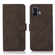 Funda de Cuero Cartera con Soporte Carcasa D01Y para Nothing Phone 2 Marron