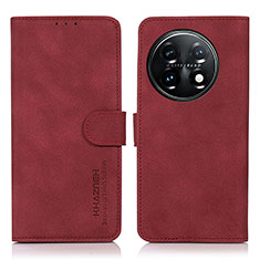 Funda de Cuero Cartera con Soporte Carcasa D01Y para OnePlus 11 5G Rojo