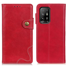 Funda de Cuero Cartera con Soporte Carcasa D01Y para Oppo A94 5G Rojo