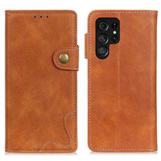 Funda de Cuero Cartera con Soporte Carcasa D01Y para Samsung Galaxy S22 Ultra 5G Marron