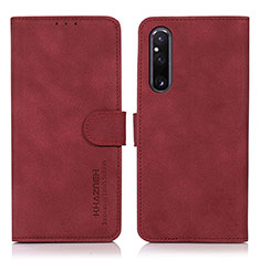 Funda de Cuero Cartera con Soporte Carcasa D01Y para Sony Xperia 1 V Rojo