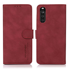 Funda de Cuero Cartera con Soporte Carcasa D01Y para Sony Xperia 10 III Rojo