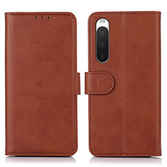 Funda de Cuero Cartera con Soporte Carcasa D01Y para Sony Xperia 10 IV SOG07 Marron