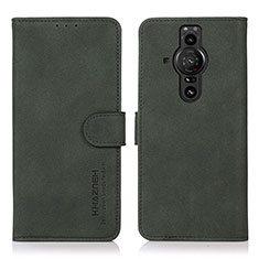 Funda de Cuero Cartera con Soporte Carcasa D01Y para Sony Xperia PRO-I Verde