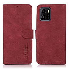 Funda de Cuero Cartera con Soporte Carcasa D01Y para Vivo iQOO U5x Rojo