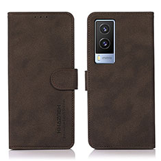 Funda de Cuero Cartera con Soporte Carcasa D01Y para Vivo V21e 5G Marron