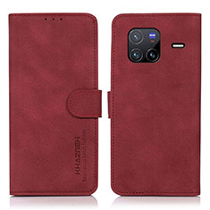 Funda de Cuero Cartera con Soporte Carcasa D01Y para Vivo X80 5G Rojo