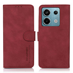 Funda de Cuero Cartera con Soporte Carcasa D01Y para Xiaomi Redmi Note 13 Pro 5G Rojo