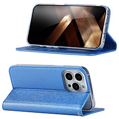 Funda de Cuero Cartera con Soporte Carcasa D02T para Apple iPhone 13 Pro Max Azul