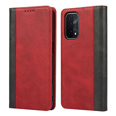 Funda de Cuero Cartera con Soporte Carcasa D02T para Oppo A54 5G Rojo