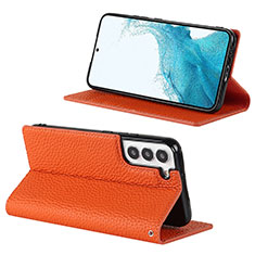 Funda de Cuero Cartera con Soporte Carcasa D02T para Samsung Galaxy S21 5G Naranja