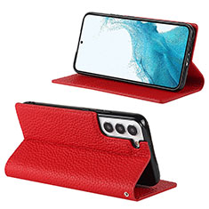 Funda de Cuero Cartera con Soporte Carcasa D02T para Samsung Galaxy S21 5G Rojo