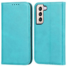 Funda de Cuero Cartera con Soporte Carcasa D03T para Samsung Galaxy S21 5G Azul Cielo