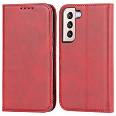 Funda de Cuero Cartera con Soporte Carcasa D03T para Samsung Galaxy S21 FE 5G Rojo